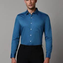 Louis Philippe Blue Slim Fit Texture Shirt-image-30