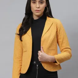 Cottinfab Mustard Cotton Striped Blazer-picture-25