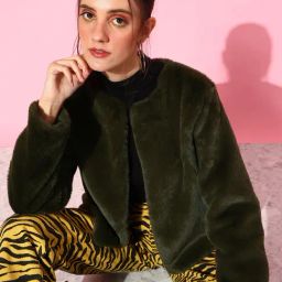 Anvi Be Yourself Dark Green Fur Jacket-picture-40