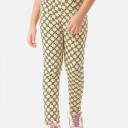 Under Fourteen Only Kids Yellow & Black Printed Trousers-image-92
