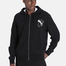 Puma Black Cotton Regular Fit Printed Hooded Jacket-image-16