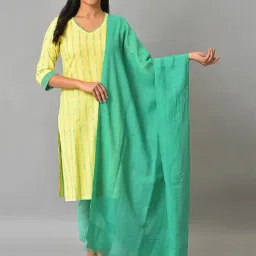Aurelia Green Cotton Woven Pattern Dupatta-picture-10