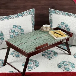 India Circus by Krsnaa Mehta Mirroring Deer Garden Printed Teal Teak Wood Laptop Table-image-17