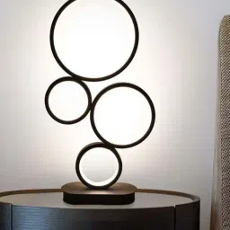 Smokey Cocktail Black Aluminium Round 12W Led Table Lamp-image-2