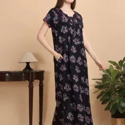 Sweet Dreams Navy Cotton Printed Nighty-picture-31