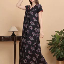 Sweet Dreams Black Cotton Printed Nighty-image-93