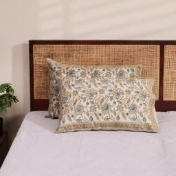 Fabindia Zaira Blue Cotton Printed Pillow Cover - Set of 2-2