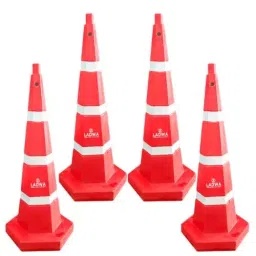 LADWA 1000 mm Heavy Base Traffic Safety Cone with 3 Reflective Stickers (Pack of 4)-12