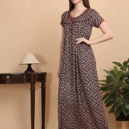 Sweet Dreams Brown Cotton Printed Nighty-image-83