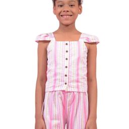 Crimsoune Club Girls Multi Color Slim Fit Striped Top-41