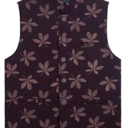 CHARCHIT Boys Wine Cotton Blend Printed Nehru Jacket-image-37