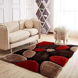 Banchmark Home Furnishings Red Geometric Handmade Polyester Carpet-picture-25