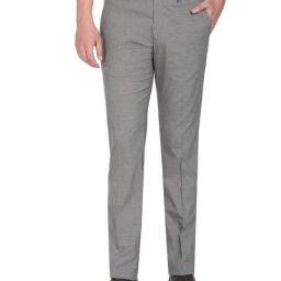 Arrow Grey Regular Fit Texture Trousers-image-38