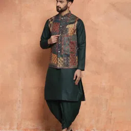KISAH Multicolor Regular Fit Printed Kurta Set With Jacket image 3