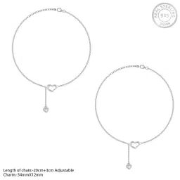 GIVA 92.5 Sterling Silver Heart Melting Anklet (Single Anklet) for Women image 3