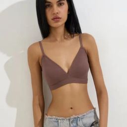 Superstar by Westside Brown Waffle-Textured Padded Cotton-Blend Bra-picture-43
