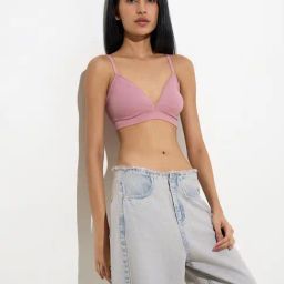 Superstar by Westside Pink Waffle-Textured Padded Cotton-Blend Bra-image-18