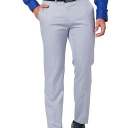 Raymond Grey Classic Fit Texture Trousers-image-11