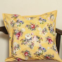 Myntra Elegant Homes Vintage Garden Yellow Floral Printed Cotton Square Cushion Cover-image-5