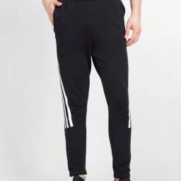 Adidas Black Slim Fit Striped Sports Joggers-image-90