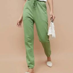 Fame Forever By Lifestyle Green Cotton Regular Fit Trousers-image-43