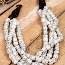 Imli Street White Resin Beaded Handcrafted Tribal Necklace-image-39