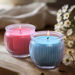 IRIS Multicolour Home Fragrances Cool Blue And Damask Rose Swirl Jar Candles - Set of 2 image 2