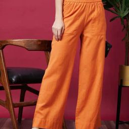 Globus Orange Relaxed Fit High Rise Parallel Trousers-image-23