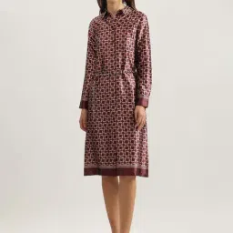 Iconic Wine Printed A-Line Dress-image-49
