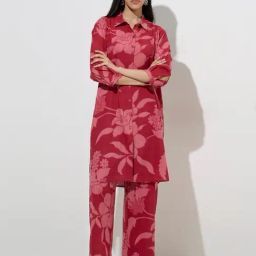 Utsa by Westside Red Floral Pattern A-Line Kurta-image-4