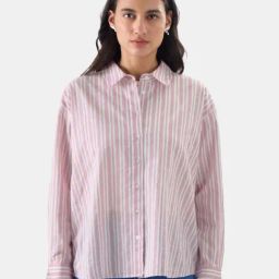 The Souled Store Pink Cotton Striped Shirt-picture-0