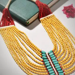 Imli Street Multicolor Vintage Naga Beaded Tribal Necklace-picture-35