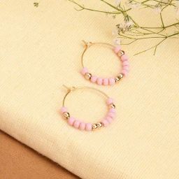 Accessorize London Pink Mini Beaded Hoop Earring-21
