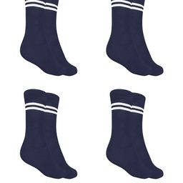 MUKHAKSH Pack of 4 Pairs Girls Kids Navy Blue with White Stripes Calf Length Socks-picture-34