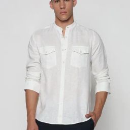 Showoff White Cotton Slim Fit Shirt-image-95