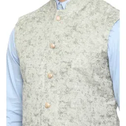 Turtle Grey Printed Nehru Jacket image 4