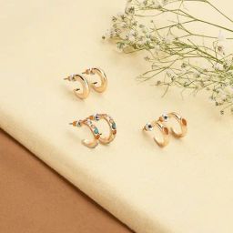Accessorize London Multi Huggie Brights Gem Hoops Earring Set of 3-picture-14
