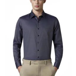 Louis Philippe Navy Cotton Slim Fit Printed Shirt-picture-46