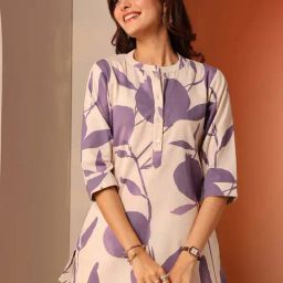 Libas Off White Cotton Straight Fit Floral Print Kurti-image-39