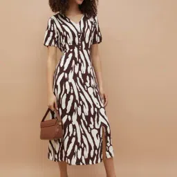 Fame Forever By Lifestyle Dark Brown Regular Fit Printed Dress-picture-16