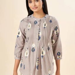 Akkriti by Pantaloons Grey Cotton Printed Tunic-picture-20