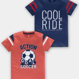 Codez Kids Coral & Navy Printed T-Shirt (Pack Of 2)-picture-38