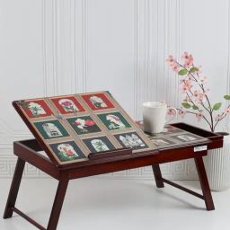 India Circus By Krshna Mehta Multi Teak Wood Printed Laptop Table Desk-image-45