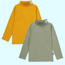 Kiddopanti Unisex Light Green and Mustard Regular Fit T-Shirts - Pack of 2-picture-15