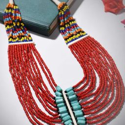 Imli Street Multicolor Vintage Naga Beaded Tribal Necklace-image-33