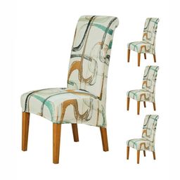 HOKIPO 4-Pcs Fully Covered 140 Gsm Long Back Dining Chair Covers-11