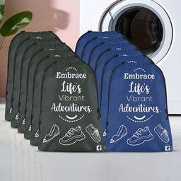 Aura Blue & Grey 12 Pieces Printed Foldable Laundry Bags-8
