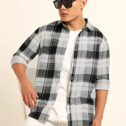 Bushirt Artic Blue 100% Cotton Checked Shirt-image-95