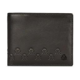 United Colors of Benetton Erlach Black Logo Leather RFID Protected Bi-Fold Wallet-25