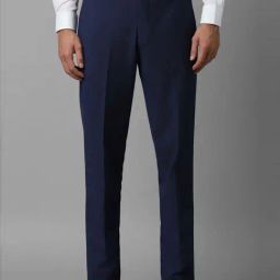 Louis Philippe Navy Slim Fit Self Pattern Trousers-image-22